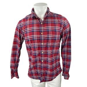 Indian Terrain Chiseled Men's Red Plaid Long Sleeve Button Up Shirt Top Size L